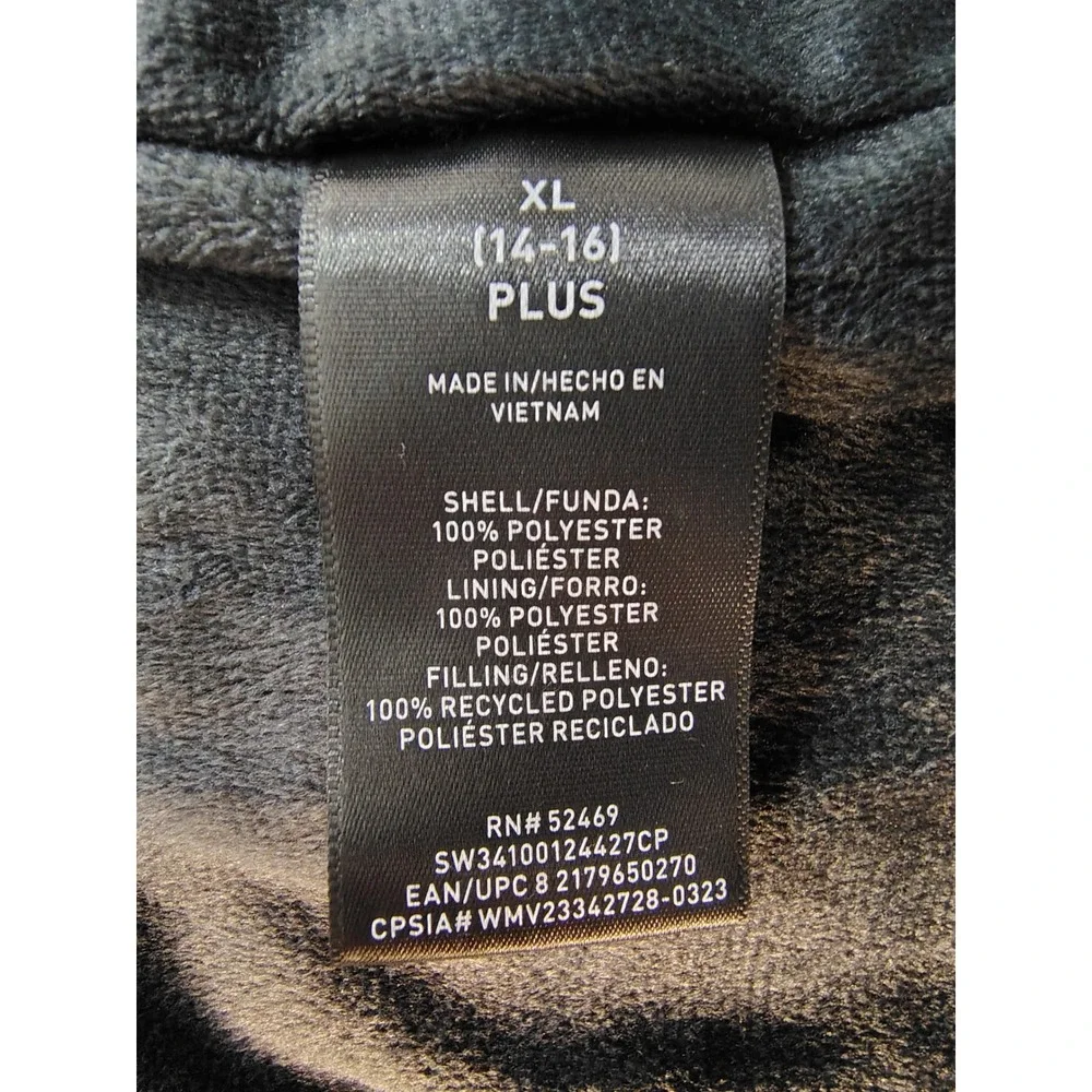 Swiss Tech Girls XL 14-16 Plus Puffer Jacket Black Hooded Fleece Lined Quilted